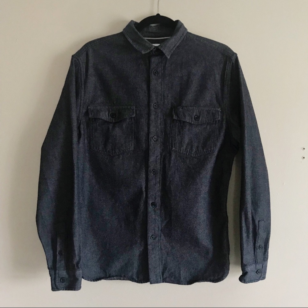 Goodfellow & Co Med Navy Long Sleeve Button Down